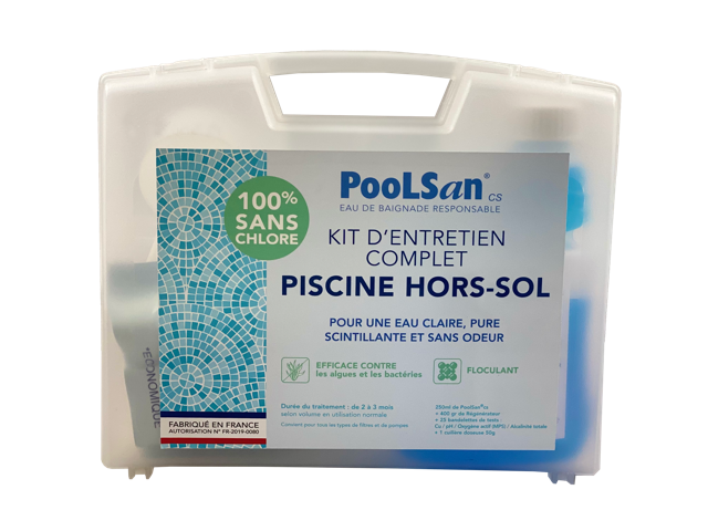 Kit d’entretien complet pour Piscine 100% SANS CHLORE - Traitement d’eau Eco-Responsable .Kit Made in France. Profitez d'un confort de baignade inégalé SANS CHLORE et SANS ODEUR.
