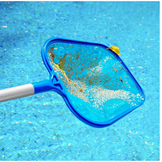 Tige Télescopique de Ramassage de Piscine - Filet Nylon bleu à Maille Fine - Léger, facile a utiliser pour nettoyer les petites Piscines, les Bains Thermes, les Spas et les fontaines.