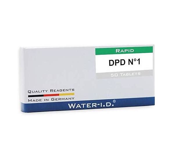 Réactifs DPD n°1 RAPID pour Comparateur visuel Pooltester ou Flexitester , pour l'analyse de l'eau de la piscine : mesure du chlore libre, pastilles en boîte de 50 à 250 unités, précises.