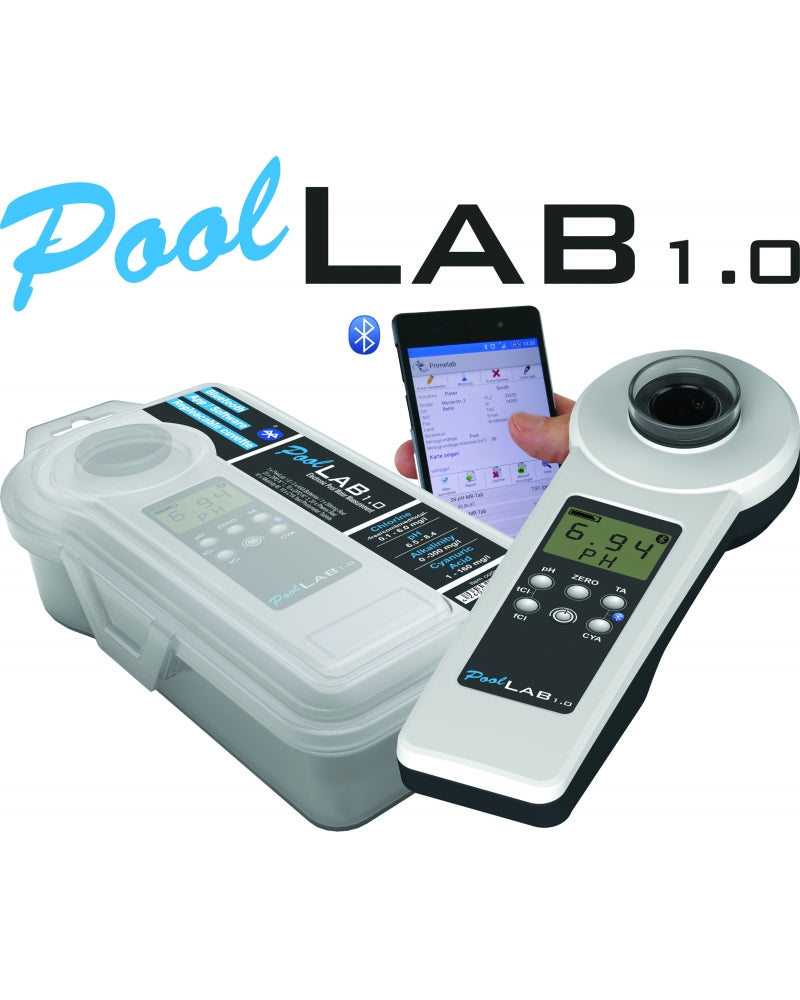 Photomètre PoolLab 1.0 pour piscine : analyse précise de l’eau, connectivité Bluetooth/WiFi, 11 paramètres testables. Idéal pour un traitement maîtrisé.