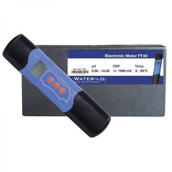 Testeur électronique waterproof du pH / Redox et de la température. Sous forme de stylo, facile d'utilisation, il permet une analyse rapide par lecture digitale.