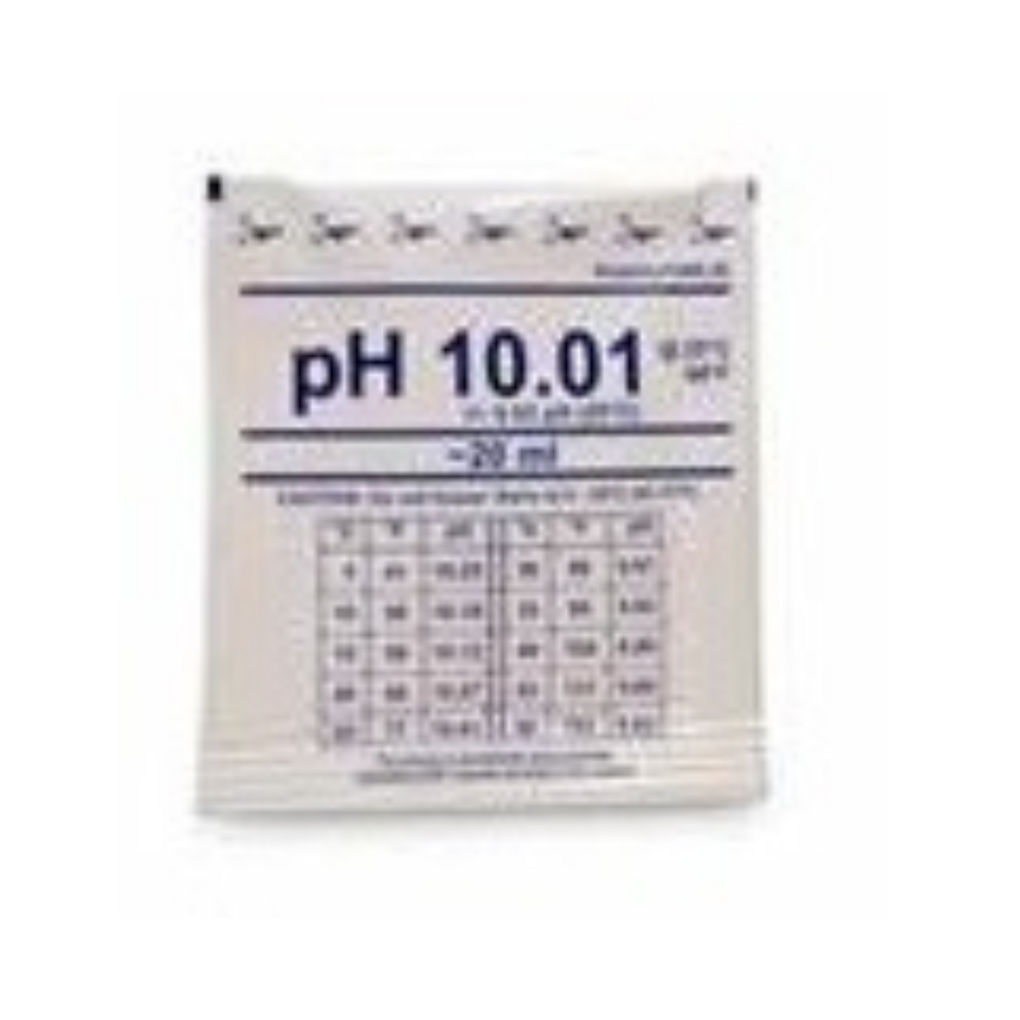 Solution de calibration en sachet de 20 ml de solution d'étalonnage. Disponible pour le pH10